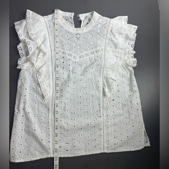 Veronica Beard Jie Eyelet and Lace Top in White - Picture 10 of 10